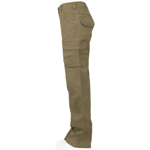Ladies Heritage Cargo Trousers Khaki Side